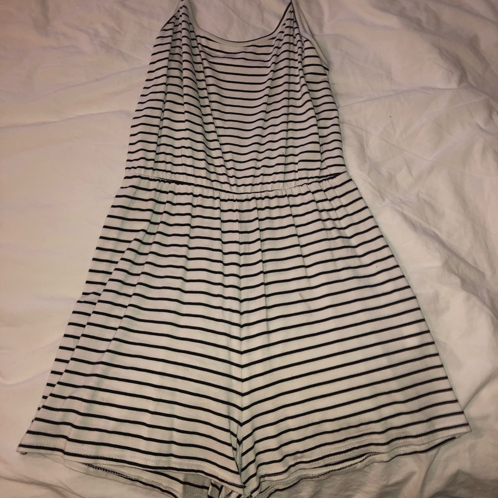 Black and white striped romper